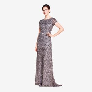 Adrianna Papell Scoop Back Sequin Gown (NWT)